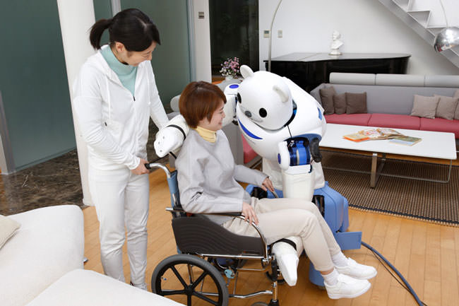 Japan artificial intelligence bear robot nurse assistant Robear