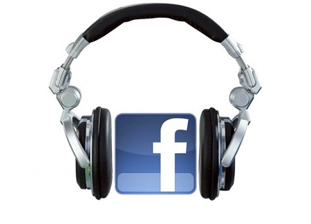 Facebook logo with headphones