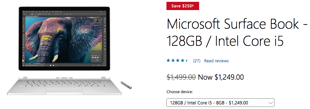 Surface Book price slashed to $1249 for base model