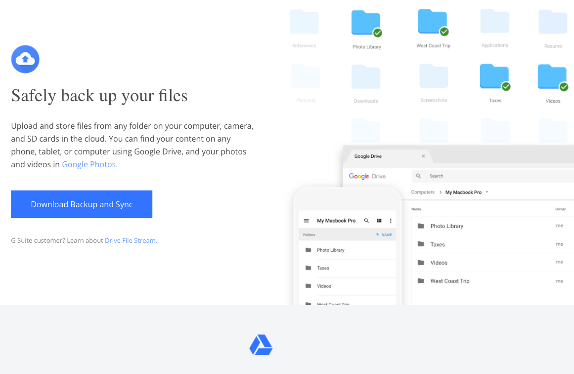 backup and sync from google