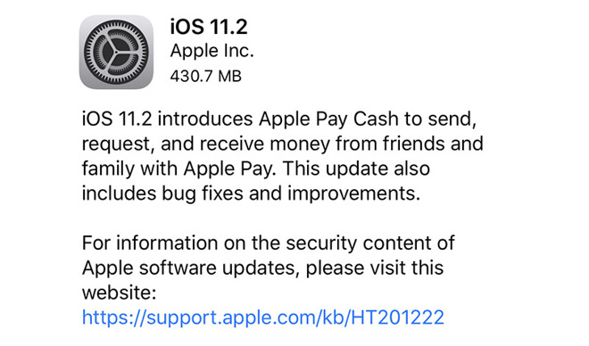 iOS 11.2 goes live early, brings Apple Pay Cash, 7.5w wireless charging and date bug fix