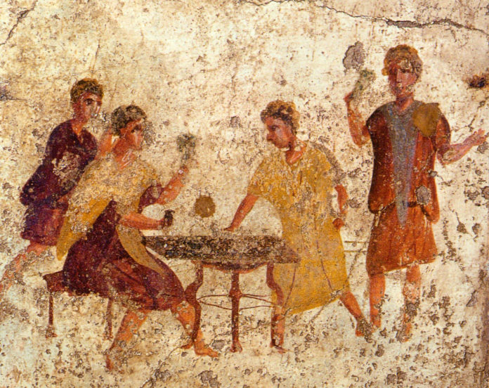 Gambling in ancient Rome - Mural