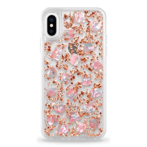 iPhone X protective case rose gold leaf