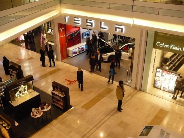Tesla showroom in a mall
